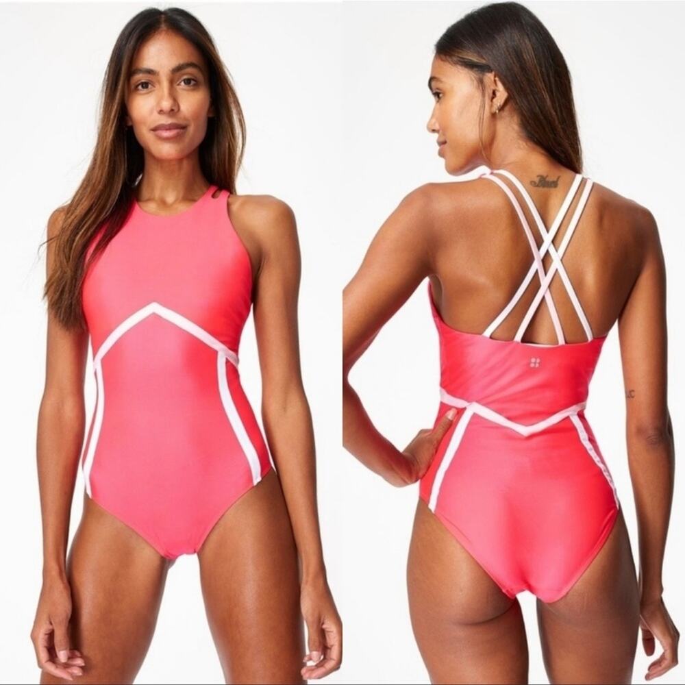 Sweaty Betty Lipstick Medley Pink One Piece Swimsuit Size XS